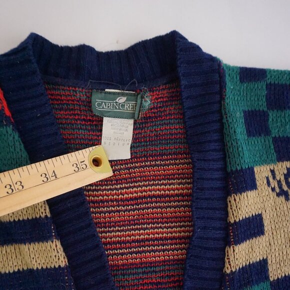 Vintage Cabin Creek Knit Cardigan 90s Grandmacore Preppy Cozy Retro Heart M - Picture 9 of 10